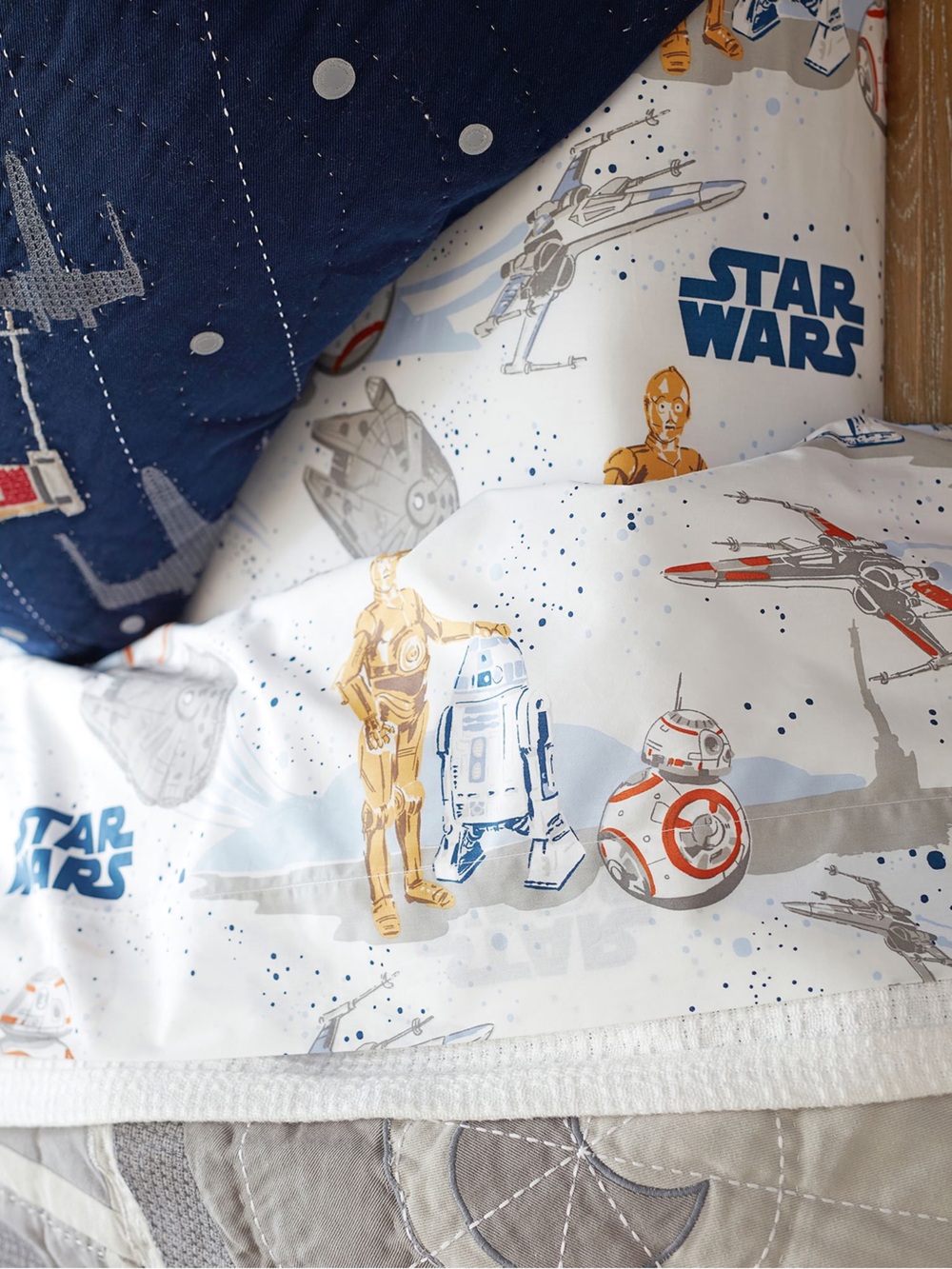Pottery Barn Kids || Star Wars Droid C3PO BB-8 Flat Sheet White Twin